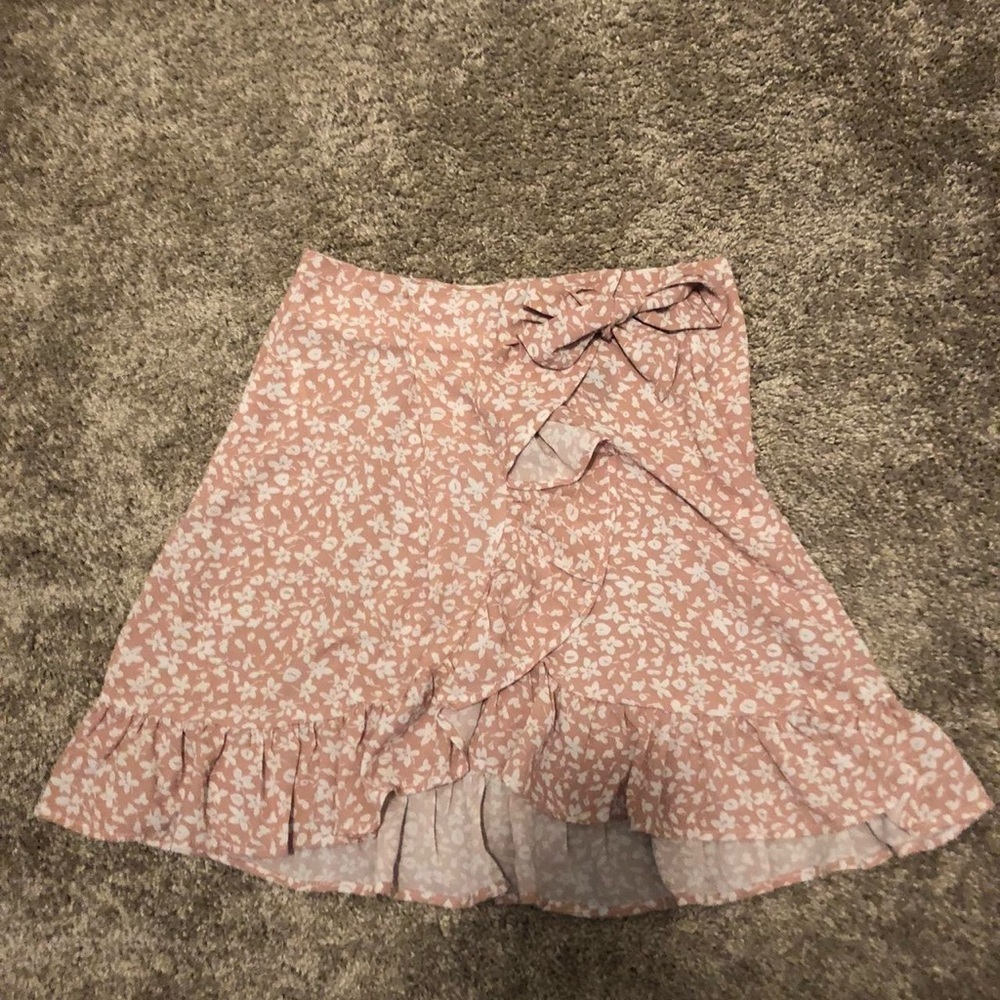 SHEIN Floral Wrap Tie Skirt sz L